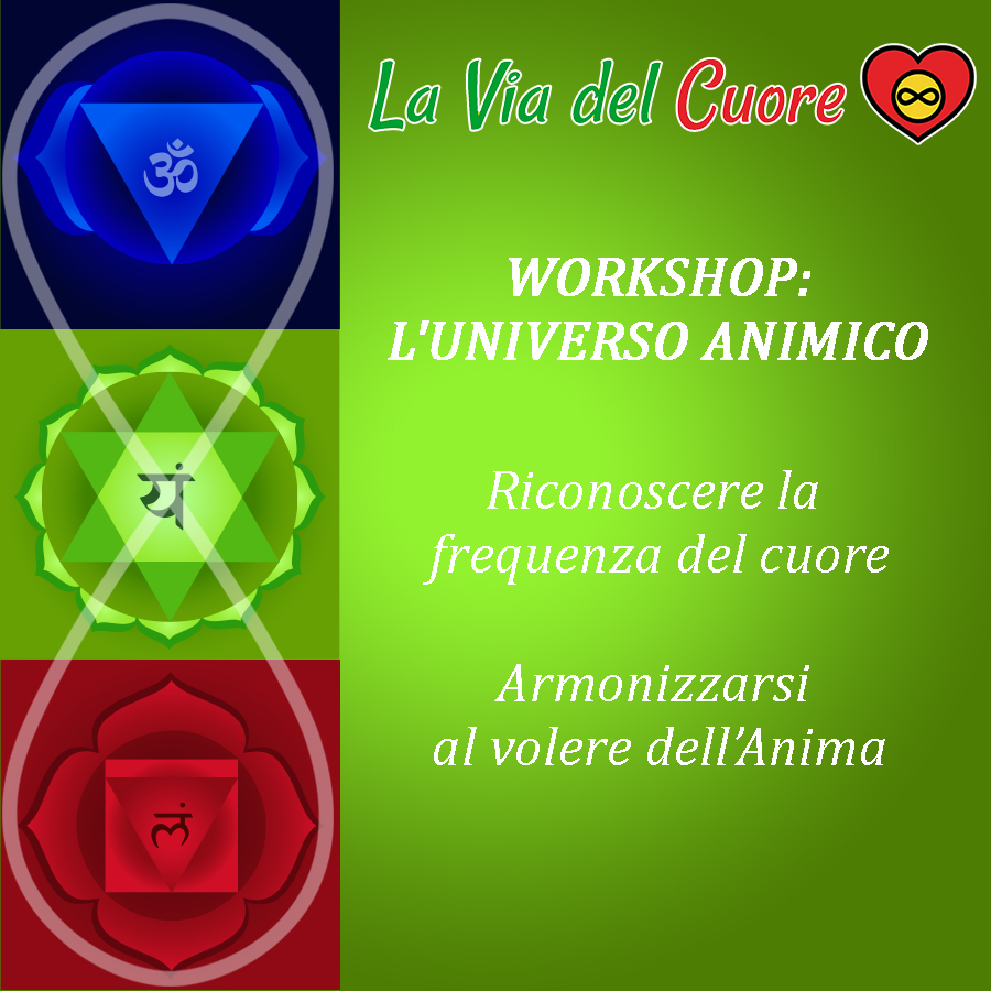 WORKSHOP I 3 CENTRI DELLA COSCIENZA: Universo Animico 
con Federico D'Ambrosio
La Via del Cuore